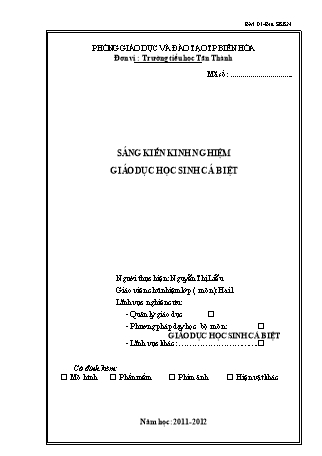 Sáng kiến kinh nghiệm giáo dục học sinh cá biệt