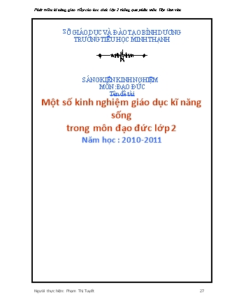 Sáng kiến kinh nghiệm Một số kinh nghiệm giáo dục kĩ năng sống trong môn đạo đức lớp 2