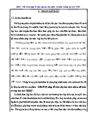 Sáng kiến kinh nghiệm Một số kỹ năng tổ chức dạy học theo nhóm mô hình trường học mới VNEN