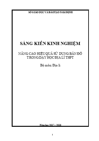 Sáng kiến kinh nghiệm Nâng cao hiệu quả sử dụng bản đồ trong dạy học địa lí THPT