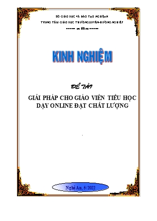 Sáng kiến kinh nghiệm Giải pháp cho giáo viên Tiểu học dạy online đạt chất lượng