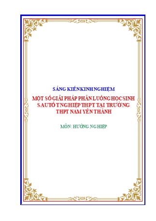 SKKN Một số giải pháp phân luồng học sinh sau tốt nghiệp THPT tại trường THPT Nam Yên Thành