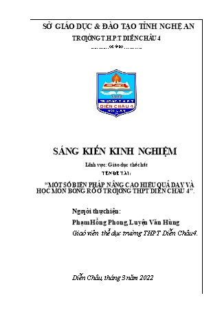 Sáng kiến kinh nghiệm Một số biện pháp nâng cao hiệu quả dạy và học môn Bóng rổ ở trường THPT Diễn Châu 4