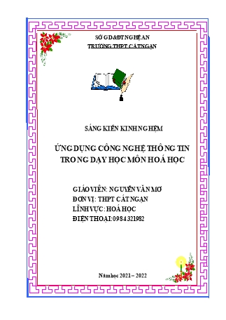 Sáng kiến kinh nghiệm Ứng dụng công nghệ thông tin trong dạy học môn Hoá học