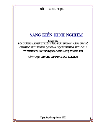 SKKN Bồi dưỡng và phát triển năng lực tự học, năng lực số cho học sinh thông qua dạy học phần hóa hữu cơ 12 trên nền tảng ứng dụng công nghệ thông tin