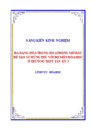 SKKN Đa dạng hóa trong hoạt động mở đầu để tạo sự hứng thú với bộ môn Hóa học ở trường THPT Tân Kỳ 3