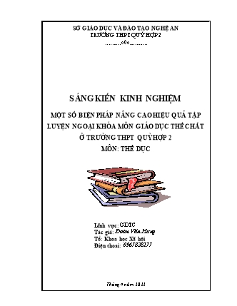 SKKN Một số biện pháp nâng cao hiệu quả tập luyện ngoại khóa môn Giáo dục thể chất ở trường THPT Quỳ Hợp 2