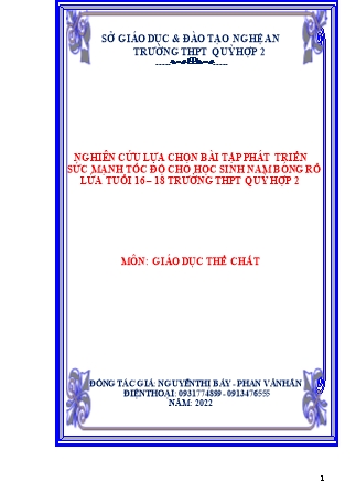 SKKN Nghiên cứu lựa chọn bài tập phát triển sức mạnh tốc độ cho học sinh nam bóng rổ lứa tuổi 16-18 trường Trung học Phổ thông Quỳ Hợp 2