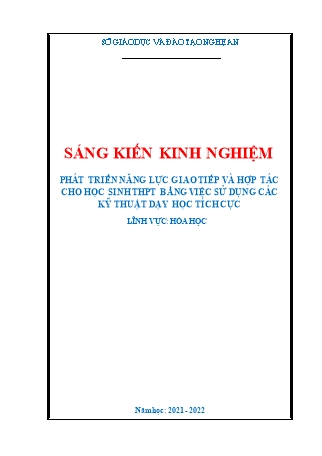 SKKN Phát triển năng lực giao tiếp và hợp tác cho học sinh THPT bằng việc sử dụng các kỹ thuật dạy học tích cực