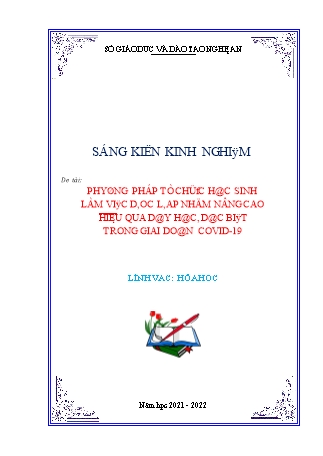 SKKN Phương pháp tổ chức học sinh làm việc độc lập nhằm nâng cao hiệu quả dạy học, đặc biệt trong giai đoạn Covid-19