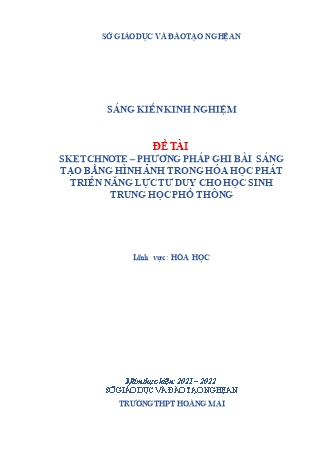 SKKN Sketchnote – phương pháp ghi bài sáng tạo bằng hình ảnh trong hóa học phát triển năng lực tư duy cho học sinh Trung học Phổ thông