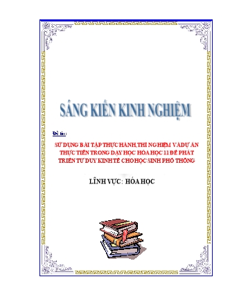 SKKN Sử dụng bài tập thực hành, thí nghiệm và dự án thực tiễn trong dạy học Hóa học 11 để phát triển tư duy kinh tế cho học sinh Phổ thông