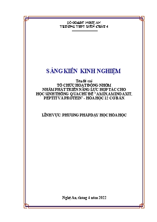 SKKN Tổ chức hoạt động nhóm nhằm phát triển năng lực hợp tác cho học sinh thông qua chủ đề "amin, amino axit, peptit và protein" - Hóa học 12 cơ bản