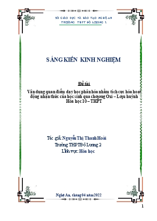 SKKN Vận dụng quan điểm dạy học phân hóa nhằm tích cực hóa hoạt động nhận thức của học sinh qua chương Oxi – Lưu huỳnh Hóa học 10 – THPT