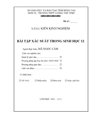 Sáng kiến kinh nghiệm Bài tập xác suất trong Sinh học 12