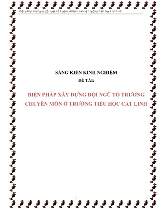 Sáng kiến kinh nghiệm Biện pháp xây dựng đội ngũ tổ trưởng chuyên môn ở Trường Tiểu học Cát Linh Sáng kiến kinh nghiệm Biện pháp xây dựng đội ngũ tổ trưởng chuyên môn ở Trường Tiểu học Cát Linh