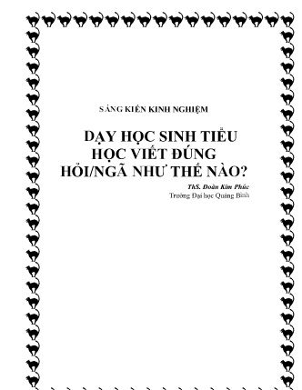 Sáng kiến kinh nghiệm Dạy học sinh Tiểu học viết đúng hỏi/ngã như thế nào? Sáng kiến kinh nghiệm Dạy học sinh Tiểu học viết đúng hỏi/ngã như thế nào?