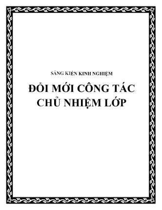 Sáng kiến kinh nghiệm Đổi mới công tác chủ nhiệm lớp