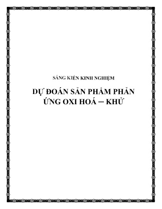 Sáng kiến kinh nghiệm Dự đoán sản phẩm phản ứng oxi hoá ─ khử