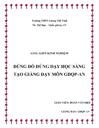Sáng kiến kinh nghiệm Dùng đồ dùng dạy học sáng tạo giảng dạy môn GDQP-AN