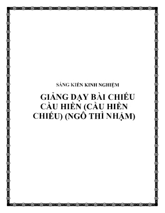 Sáng kiến kinh nghiệm Giảng dạy bài Chiếu cầu hiền (Cầu Hiền Chiếu) (Ngô Thì Nhậm)