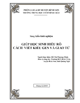 Sáng kiến kinh nghiệm Giúp học sinh hiểu rõ cách viết kiểu gen và giao tử