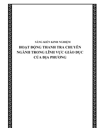 Sáng kiến kinh nghiệm Hoạt động thanh tra chuyên ngành trong lĩnh vực giáo dục của địa phương