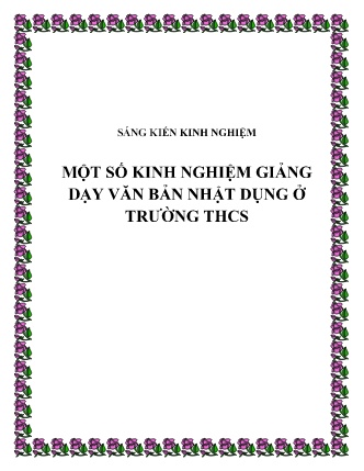 Sáng kiến kinh nghiệm Một số kinh nghiệm giảng dạy Văn bản Nhật dụng ở Trường THCS