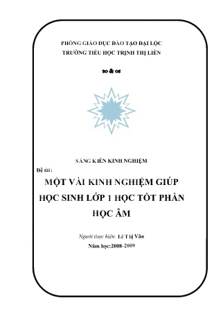 Sáng kiến kinh nghiệm Một vài kinh nghiệm giúp học sinh Lớp 1 học tốt Phần học âm