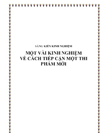Sáng kiến kinh nghiệm Một vài kinh nghiệm về cách tiếp cận một thi phẩm mới Sáng kiến kinh nghiệm Một vài kinh nghiệm về cách tiếp cận một thi phẩm mới