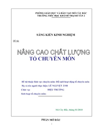 Sáng kiến kinh nghiệm Nâng cao hiệu quả sinh hoạt tổ chuyên môn Sáng kiến kinh nghiệm Nâng cao hiệu quả sinh hoạt tổ chuyên môn