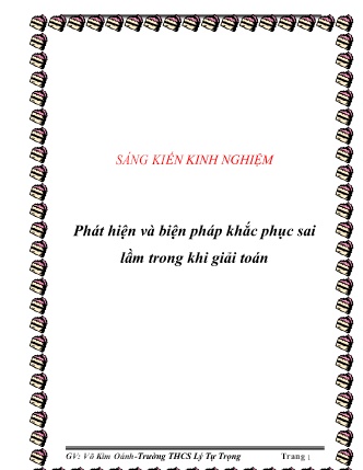 Sáng kiến kinh nghiệm Phát hiện và biện pháp khắc phục sai lầm trong khi giải Toán Sáng kiến kinh nghiệm Phát hiện và biện pháp khắc phục sai lầm trong khi giải Toán