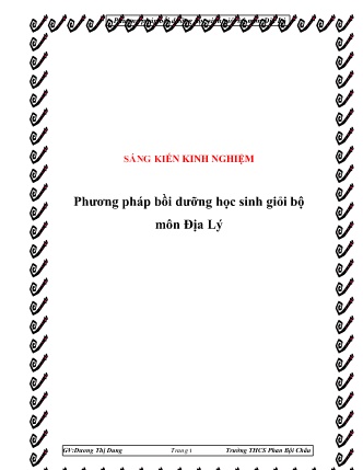 Sáng kiến kinh nghiệm Phương pháp bồi dưỡng học sinh giỏi bộ môn Địa lý