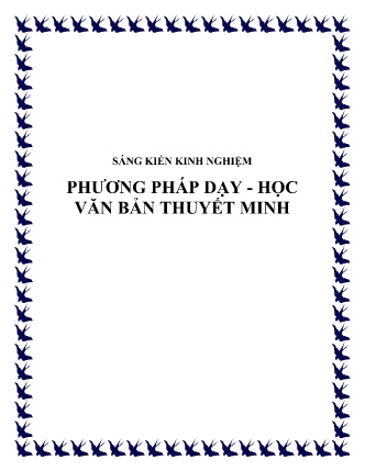 Sáng kiến kinh nghiệm Phương pháp dạy - học văn bản thuyết minh