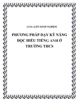 Sáng kiến kinh nghiệm Phương pháp dạy kỹ năng đọc hiểu Tiếng Anh ở Trường THCS