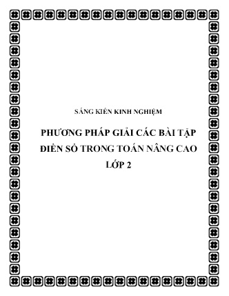 Sáng kiến kinh nghiệm Phương pháp giải các bài tập điền số trong Toán nâng cao Lớp 2