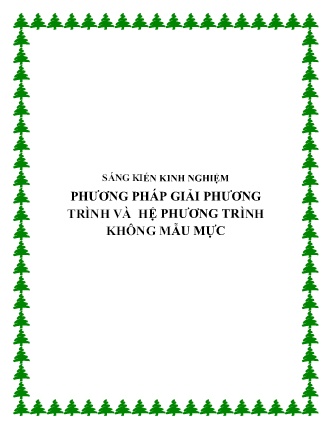 Sáng kiến kinh nghiệm Phương pháp giải Phương trình và Hệ phương trình không mẫu mực