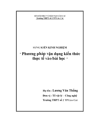 Sáng kiến kinh nghiệm Phương pháp vận dụng kiến thức thực tế vào bài học