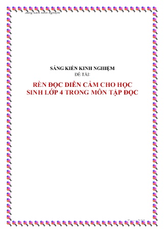 Sáng kiến kinh nghiệm Rèn đọc diễn cảm cho học sinh Lớp 4 trong môn Tập đọc