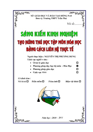Sáng kiến kinh nghiệm Tạo hứng thu học tập môn Hóa học bằng cách liên hệ thực tế