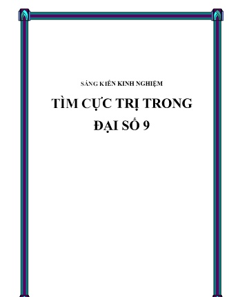 Sáng kiến kinh nghiệm Tìm cực trị trong Đại số 9 Sáng kiến kinh nghiệm Tìm cực trị trong Đại số 9