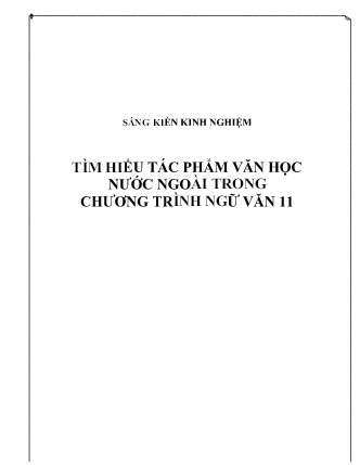 Sáng kiến kinh nghiệm Tìm hiểu tác phẩm văn học nước ngoài trong chương trình Ngữ Văn 11