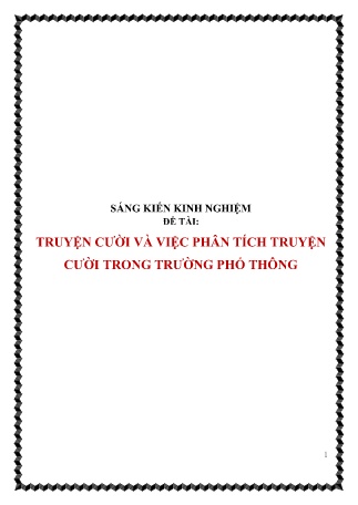 Sáng kiến kinh nghiệm Truyện cười và việc phân tích Truyện cười trong Trường Phổ Thông