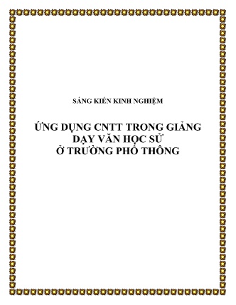 Sáng kiến kinh nghiệm Ứng dụng CNTT trong giảng dạy Văn học sử ở Trường Phổ thông