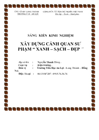 Sáng kiến kinh nghiệm Xây dựng cảnh quan sư phạm xanh – sạch – đẹp Sáng kiến kinh nghiệm Xây dựng cảnh quan sư phạm xanh – sạch – đẹp