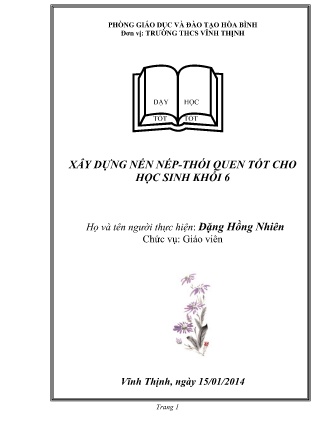 Sáng kiến kinh nghiệm Xây dựng Nề nếp - Thói quen tốt cho học sinh Khối 6