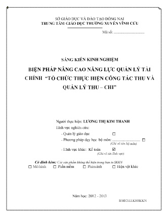 SKKN Biện pháp nâng cao năng lực quản lý tài chính “Tổ chức thực hiện công tác thu và quản lý thu – chi”