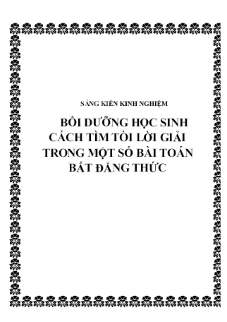 SKKN Bồi dưỡng học sinh cách tìm tòi lời giải trong một số bài toán Bất Đẳng Thức