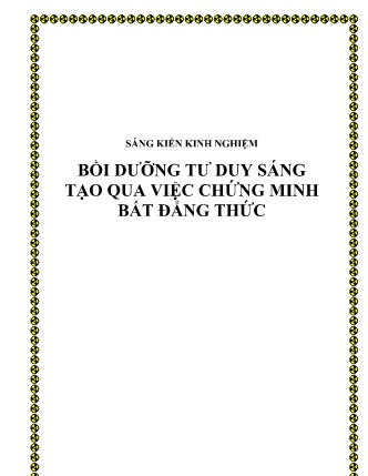 SKKN Bồi dưỡng tư duy sáng tạo qua việc chứng minh bất đẳng thức