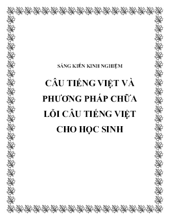 SKKN Câu tiếng việt và phương pháp chữa lỗi câu Tiếng Việt cho học sinh